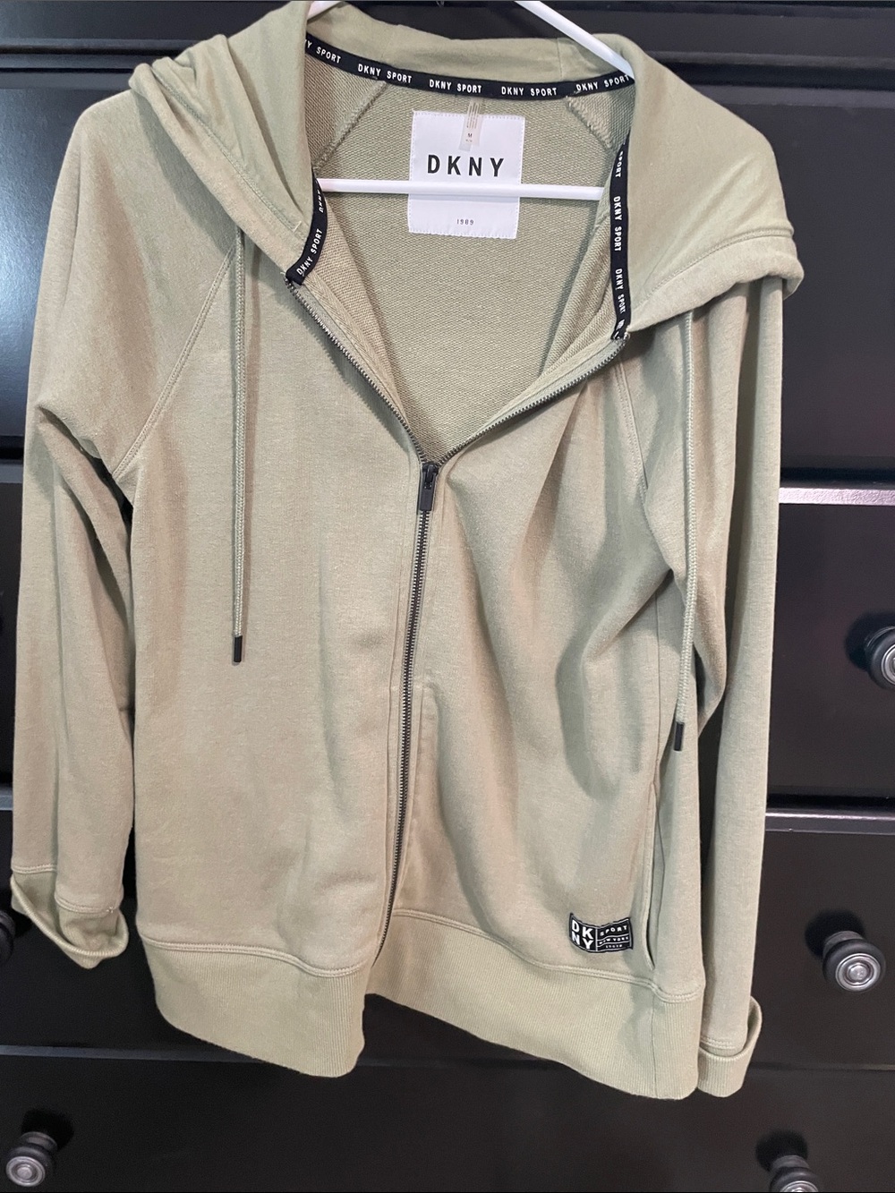 DKNY Olive Green Zip-Front Hoodie Jacket